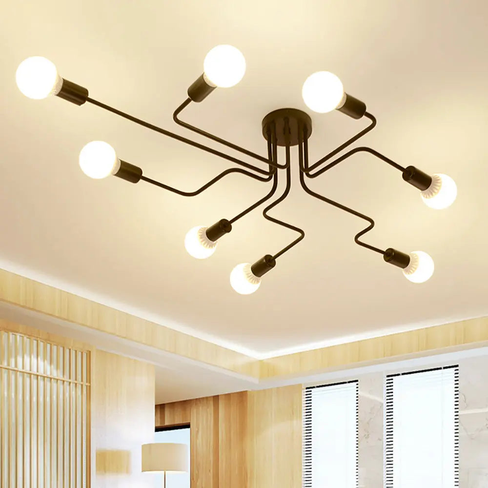 Elara Flush Mount Modern Chandelier for Bedroom – Mid-Century – product view