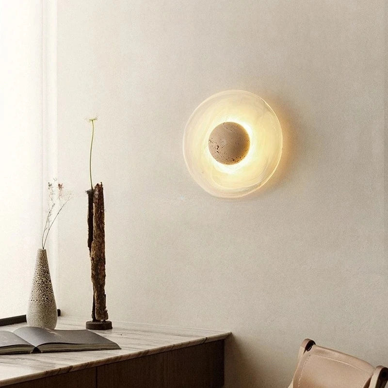 Marble Wall Sconce – Wabi-Sabi Japanese for Bedroom, Hallway, Living Room | Maris Beam by Evenlyr