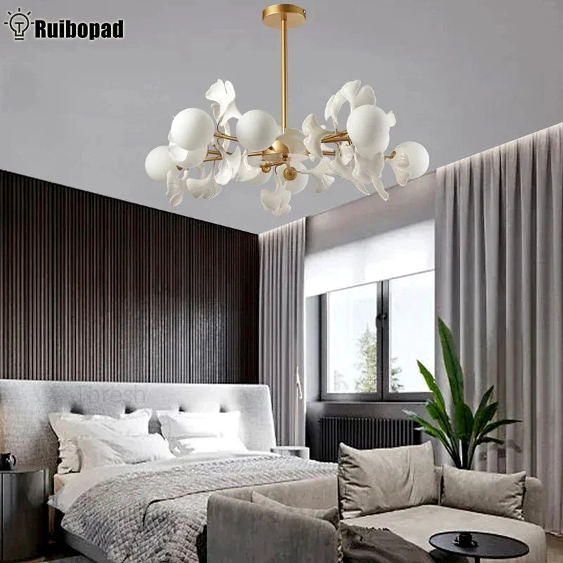 Firenze Ginkgo Leaf Branch Chandelier for Bedroom – product view