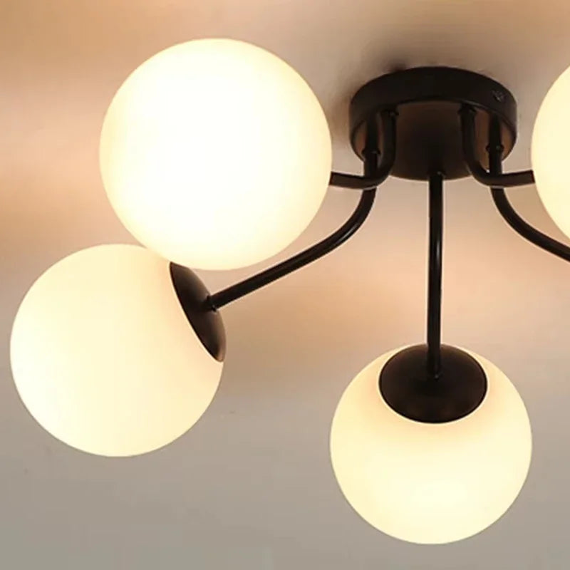 Siena Nordic Glass-Globe Semi-Flush Chandelier for Hallway – detail view 5