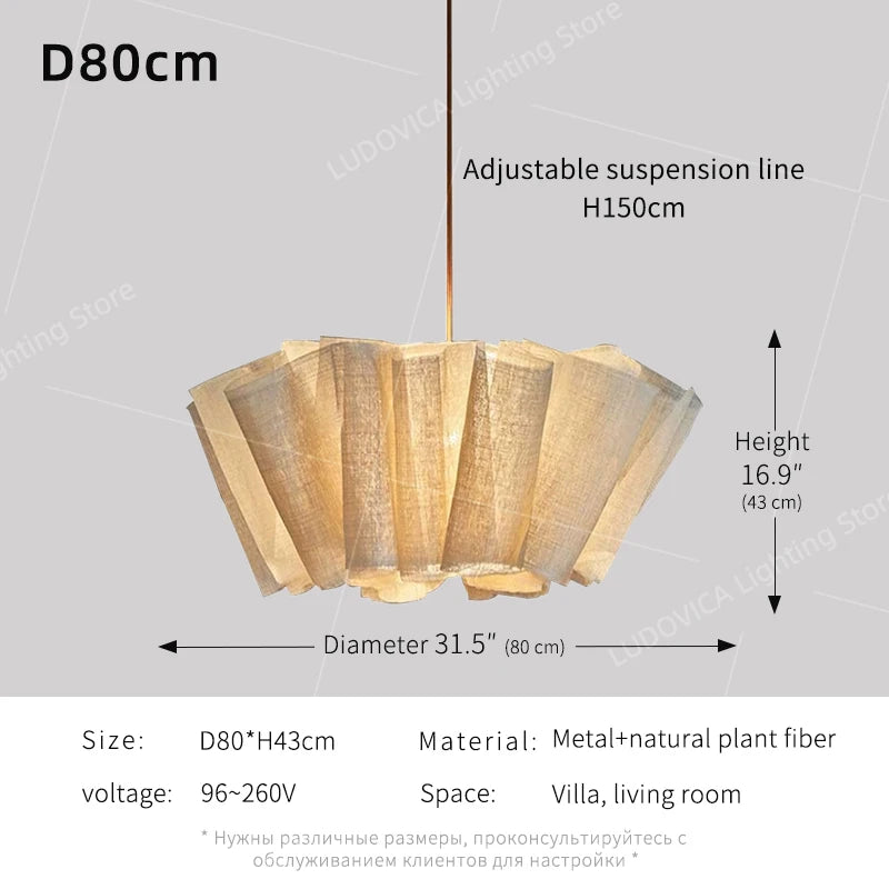 Fabric Chandelier – Wabi-Sabi Vintage LED for Living Room, Restaurant & Café, Office & Study | Celia Halo by Evenlyr