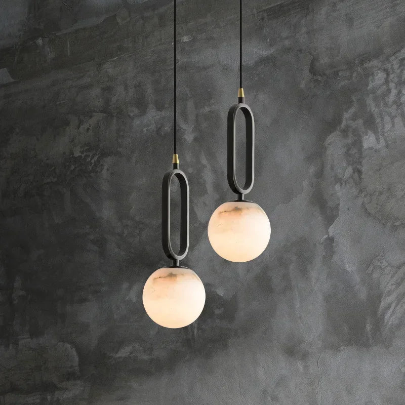 Neris Veil Sculptural Marble Pendant Light – product view 4