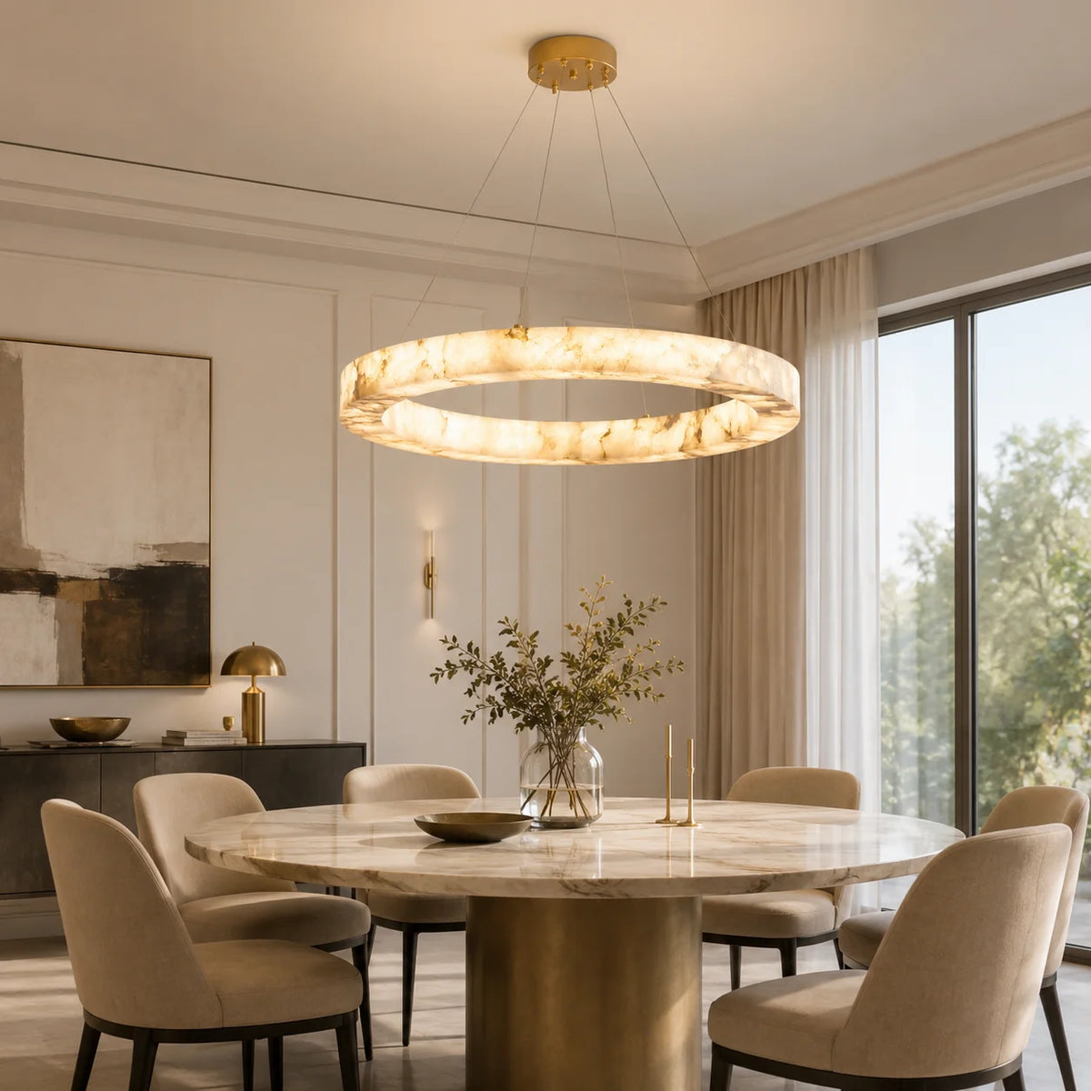 Aurelia Faux Alabaster Pendant Light for Kitchen Island – detail view 2
