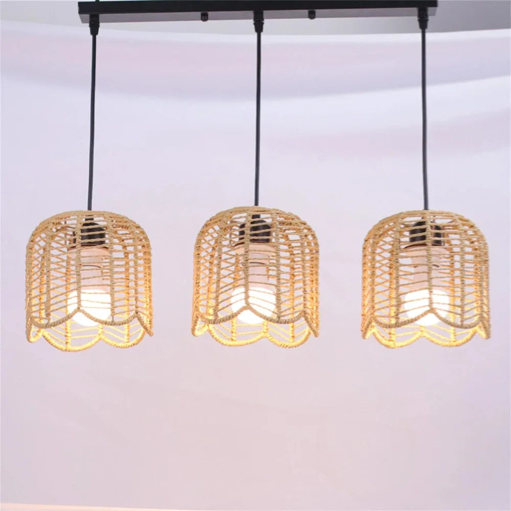 Rattan & Wood Chandelier – European Classic for Dining Room, Living Room, Foyer | Evanthe Orbit by Evenlyr