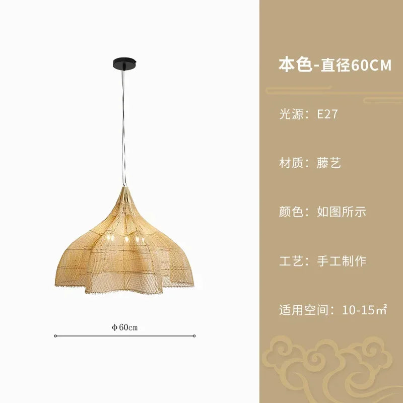 Rattan Chandelier – Wabi-Sabi Japanese for Living Room, Hotel Lobby, Bedroom | Isolde Orbit by Evenlyr