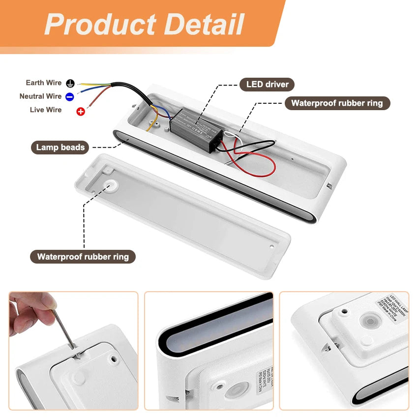 Orlena 30cm 20W Dual-Sided Outdoor Wall Light – IP65 – detail view 5