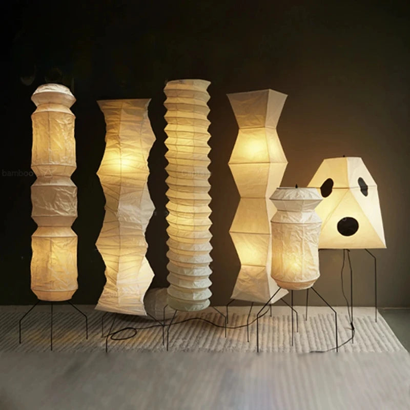 Rice Paper & Wood Floor Lamp – Wabi-Sabi Japanese for Living Room, Bedroom, Hotel Lounge | Elowen Cascade by Evenlyr