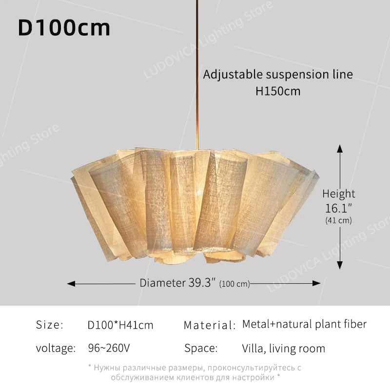 Fabric Chandelier – Wabi-Sabi Vintage LED for Living Room, Restaurant & Café, Office & Study | Celia Halo by Evenlyr
