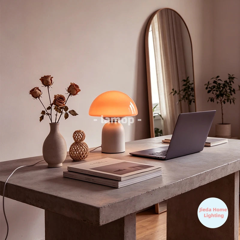 Marble & Murano-Style Glass Table Lamp – Modern Minimalist Dimmable LED for Bedside, Desk & Office, Restaurant Table | Liora Column by Evenlyr