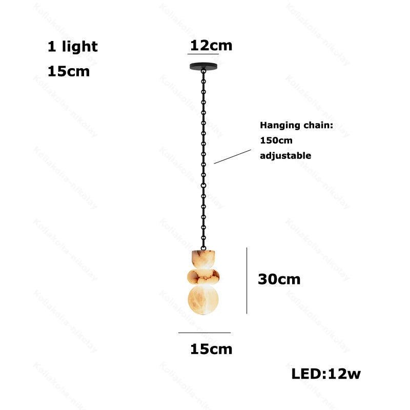 Alabaster & Marble Chandelier – Modern Dimmable LED for Living Room, Bedroom & Bedside | Maris Glow by Evenlyr