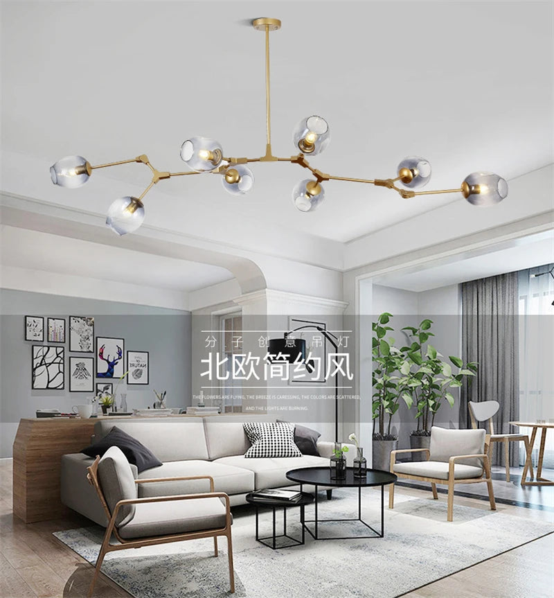 Glass Chandelier – Nordic Modern LED for Dining Room & Kitchen | Seren Veil by Evenlyr