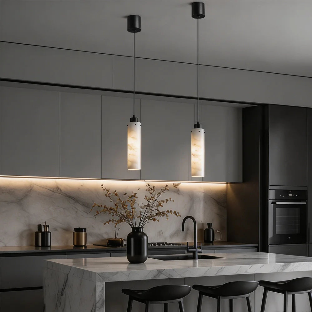 Xavia Halo Linear Alabaster Pendant Light – product view 2
