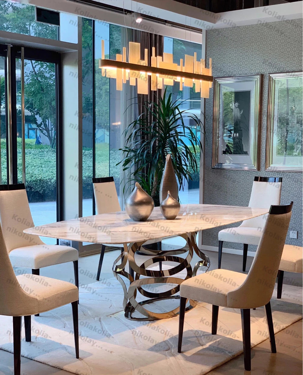 Orlena Dimmable Alabaster Linear Chandelier – detail view 5