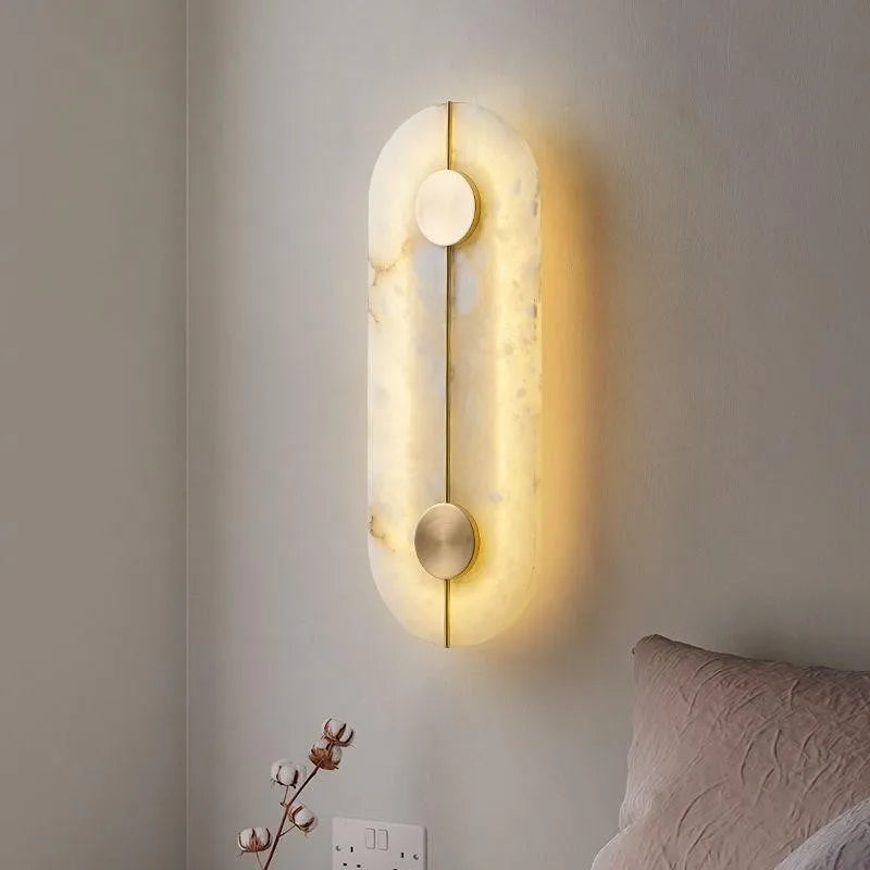 Ginevra Brass and Alabaster Wall Sconce for Bedroom – Luxury – product view