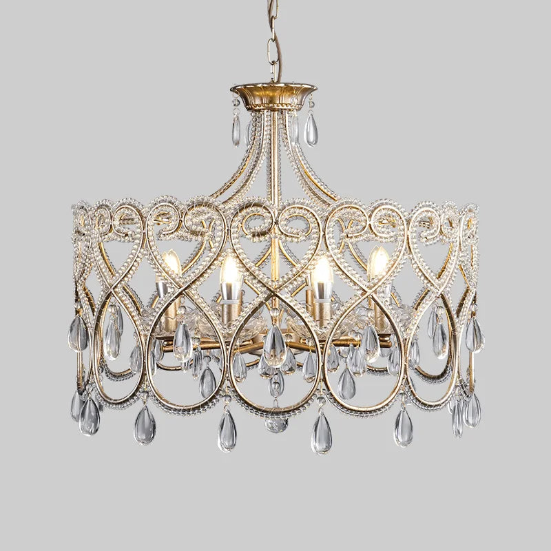 Palermo Antique Silver Crystal Chandelier for Bedroom – French Country – product view