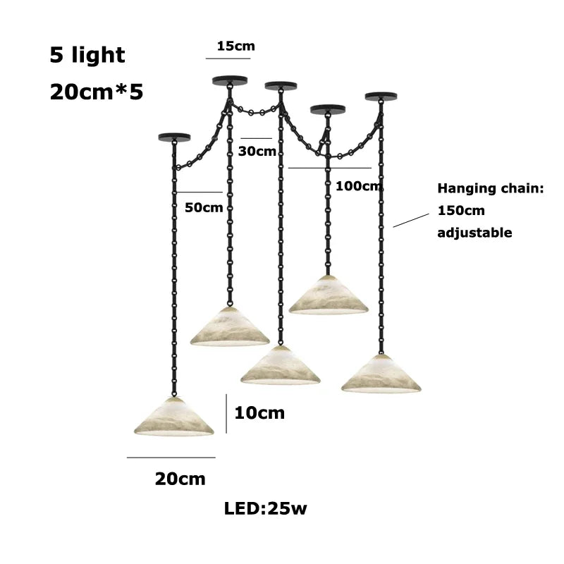 Alabaster & Marble Chandelier – Modern for Hallway & Entryway, Living Room, Dining Room & Kitchen | Lunara Orbit by Evenlyr