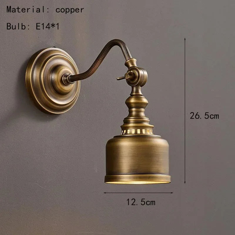 Vintage Gold Copper & Clear Glass Wall Sconce – E14