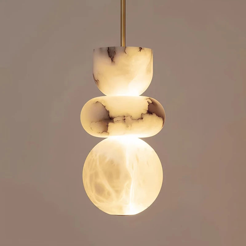 Alabaster & Marble Pendant Light – Nordic Minimalist for Living Room | Lunara Line by Evenlyr
