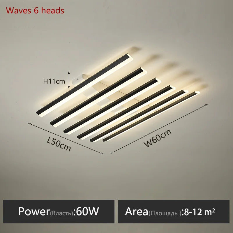 Metal Linear Flush Mount Ceiling Light – Modern LED Linear for Bedroom & Bedside, Living Room | Seren Line by Evenlyr