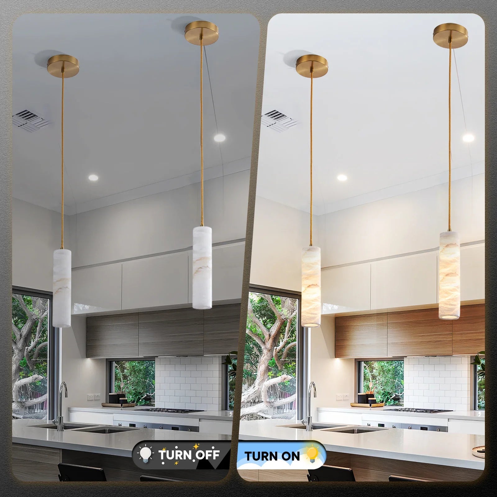 Helios Natural Alabaster Pendant Chandelier for Dining Room – detail view 4