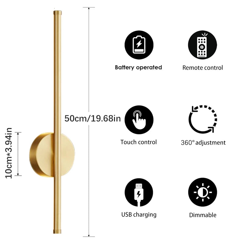Belluno Rechargeable Modern Wall Sconce for Bedroom – Dimmable