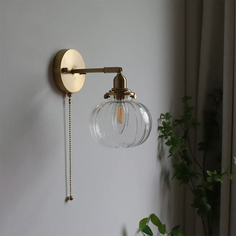 Glass Round Wall Sconce – Nordic Modern Plug-In for Bathroom, Bedroom & Bedside, Restaurant & Café | Amaya Orbit by Evenlyr