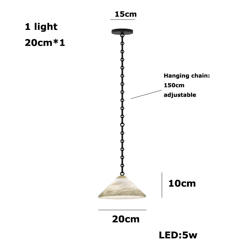 Alabaster & Marble Chandelier – Modern for Hallway & Entryway, Living Room, Dining Room & Kitchen | Lunara Orbit by Evenlyr