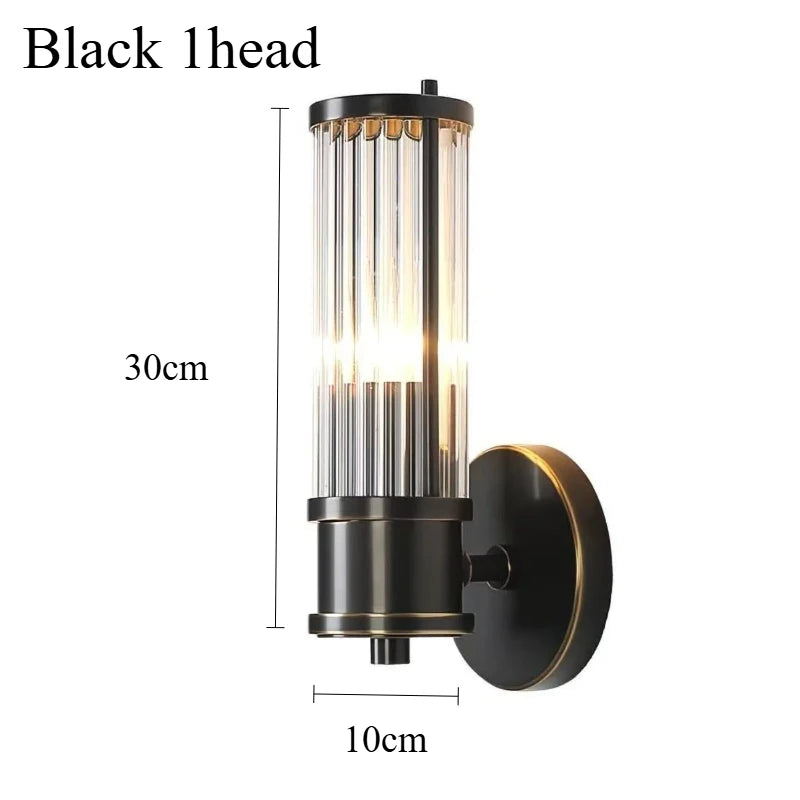 Crystal & Glass Cylinder Wall Sconce – Modern for Bathroom, Bedroom & Bedside, Hotel & Hospitality | Aurelle Frame by Evenlyr