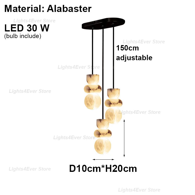 Luma Beam Alabaster Chandelier – Dimmable – product detail 8