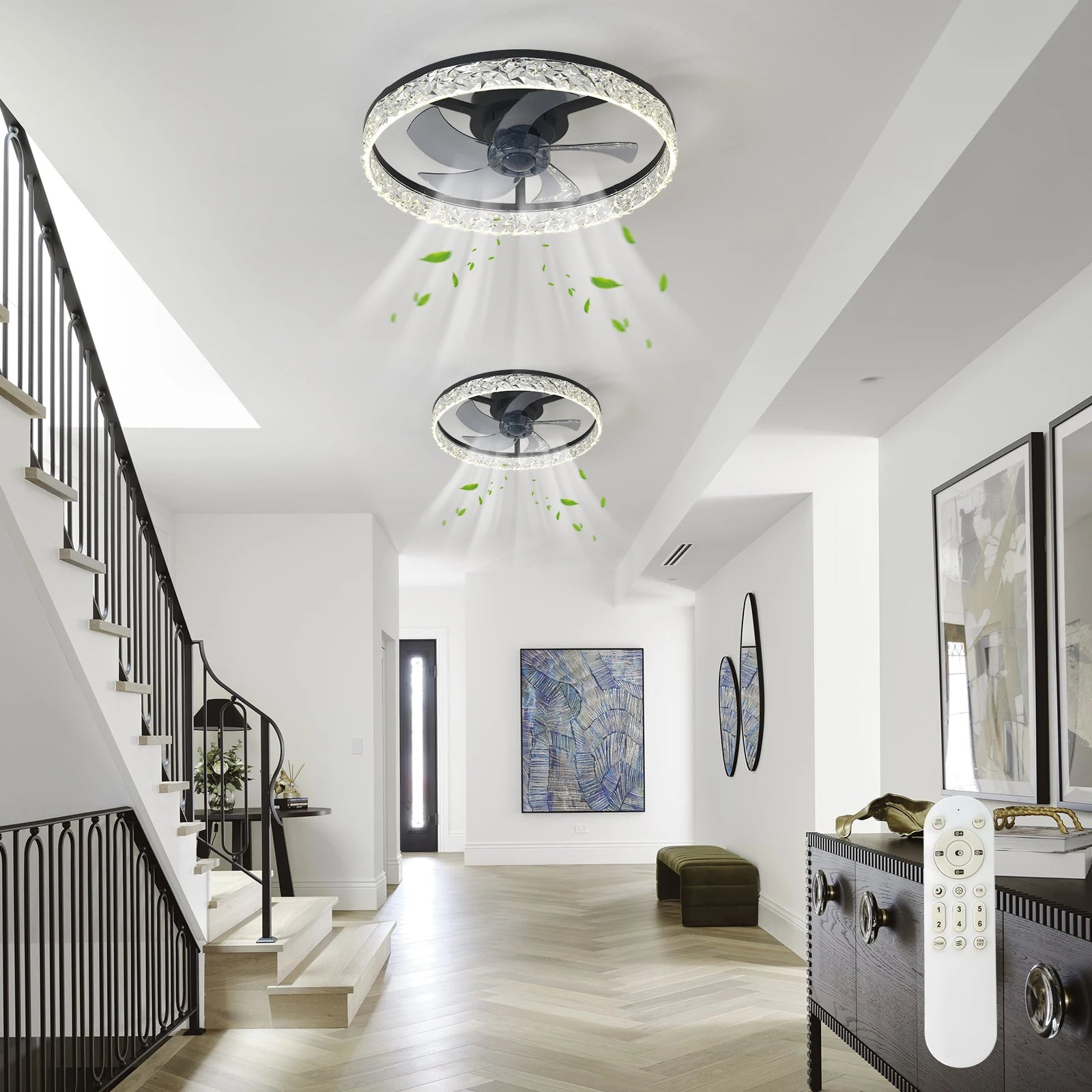 Merano Crystal Bladeless Ceiling Fan with Light – Remote Control – detail view 2