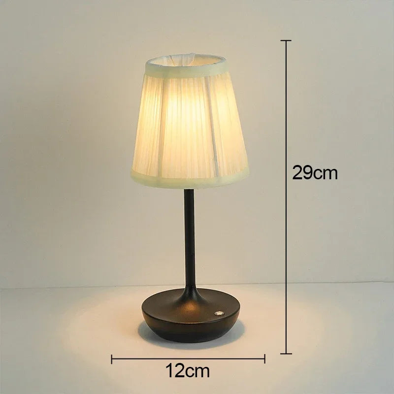 Fabric Table Lamp – Modern Minimalist Cordless Rechargeable for Bedside, Restaurant Table, Hotel Room | Elowen Column by Evenlyr