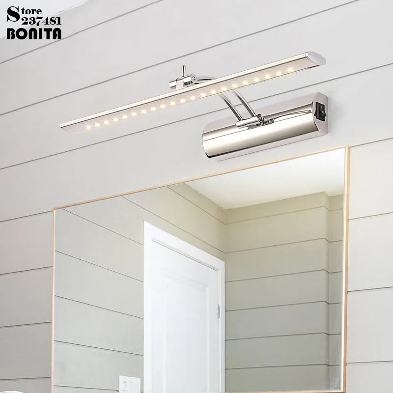 Palermo Swing-Arm LED Mirror Light – Stainless Steel