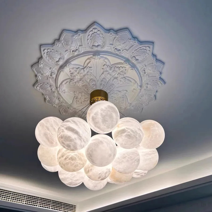 Alabaster & Marble Chandelier – Art Deco Dimmable LED for Living Room, Dining Room, Foyer | Bellara Line by Evenlyr