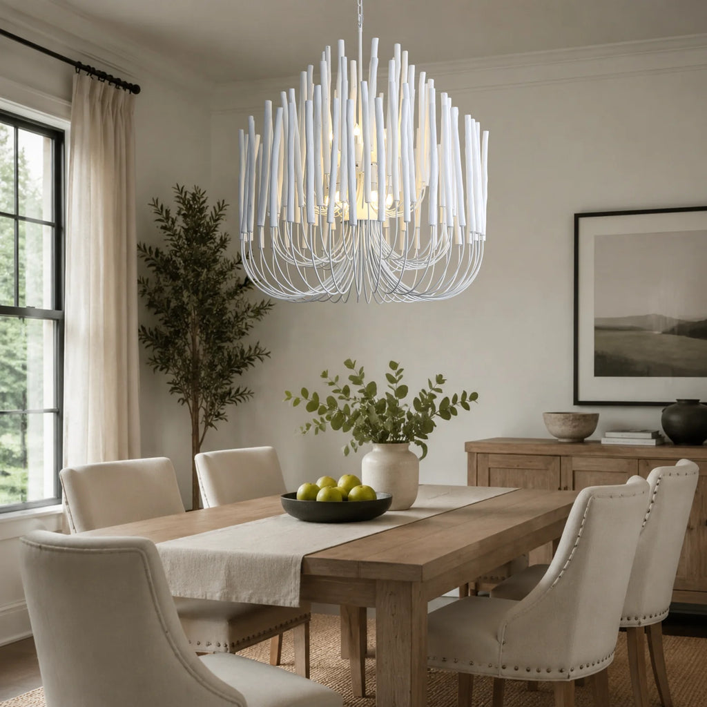 Doria Round Wood Chandelier for Living Room – Farmhouse – detail view 4