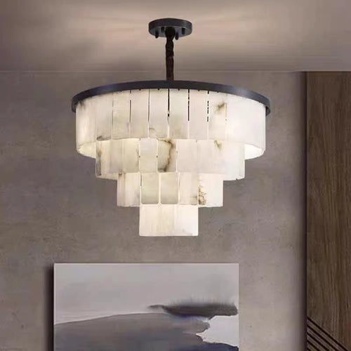 Alabaster & Marble Chandelier – Modern Minimalist for Dining Room, Living Room, Foyer | Celine Line by Evenlyr – detail view