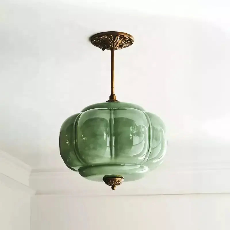 Glass & Brass Pendant Light – Mid-Century Vintage LED for Living Room, Bedroom & Bedside | Noemi Halo by Evenlyr