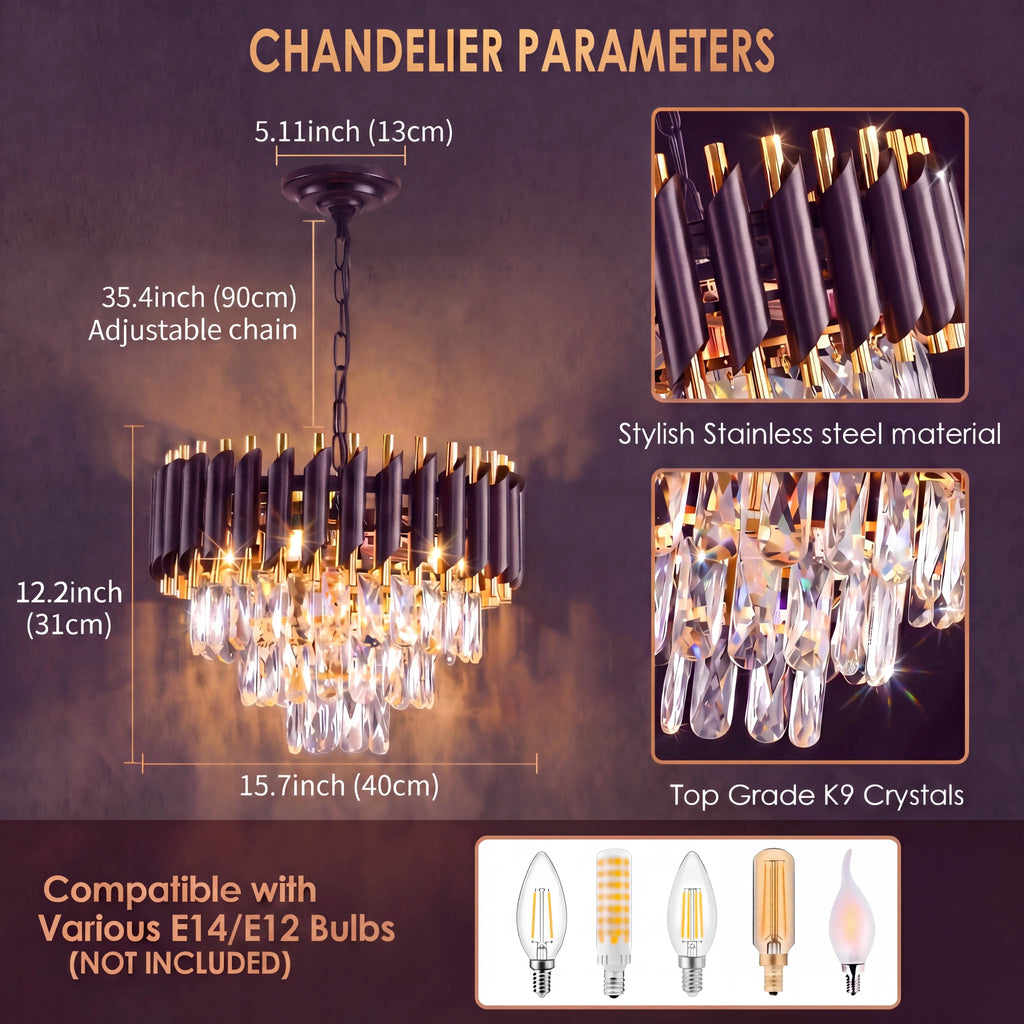 Crystal Chandelier – Modern Adjustable for Bedroom & Bedside, Hallway & Entryway, Living Room | Virelle Halo by Evenlyr