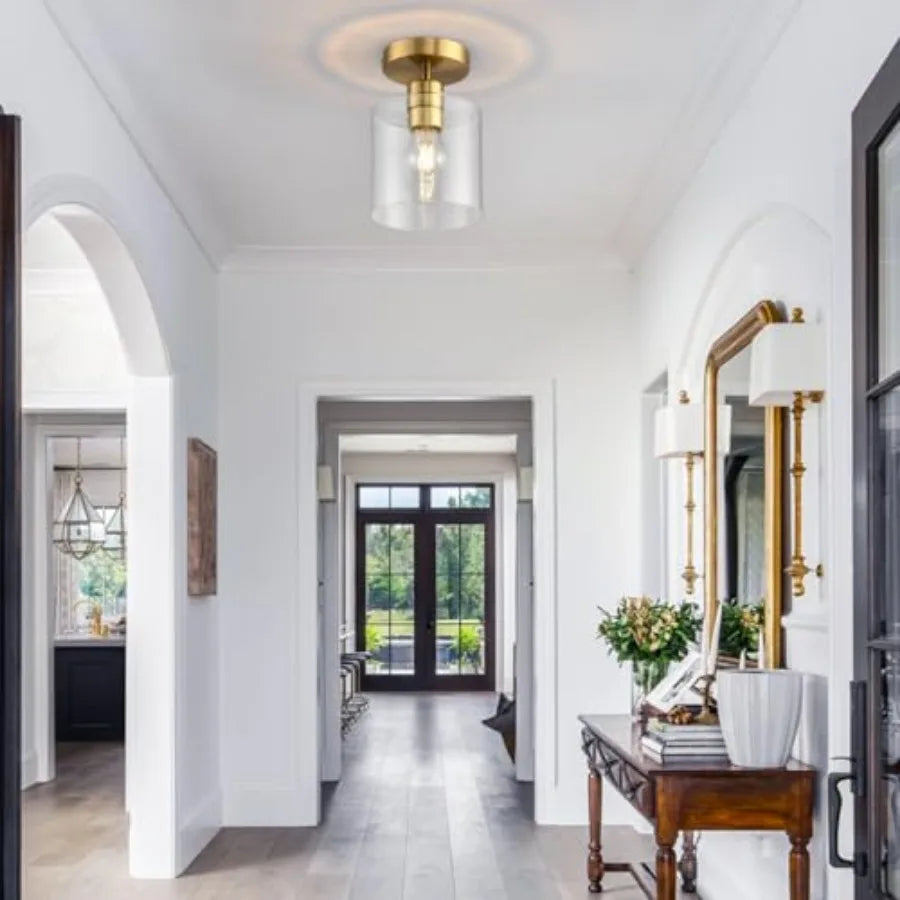 Brass Flush Mount Ceiling Light – Modern for Hallway & Entryway | Noemi Contour by Evenlyr