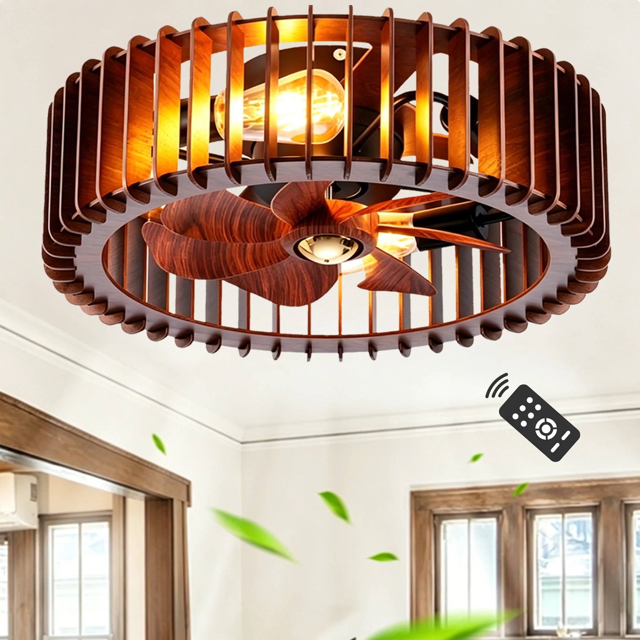 Tivoli Low Profile Ceiling Fan with Light for Low-Ceiling Bedroom – Enclosed Design