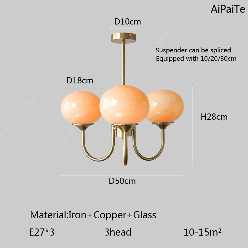 Liora Pink Bauhaus Glass Chandelier for Bedroom – Mid-Century