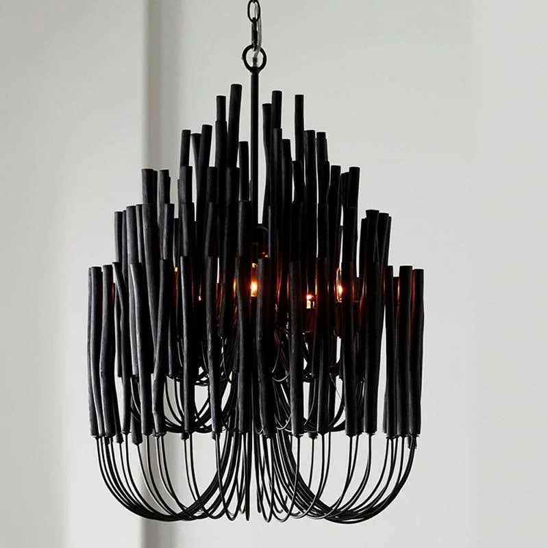 Nordic Modern Chandelier – Wood for Staircase, Hotel Lobby | Isolde Crest by Evenlyr