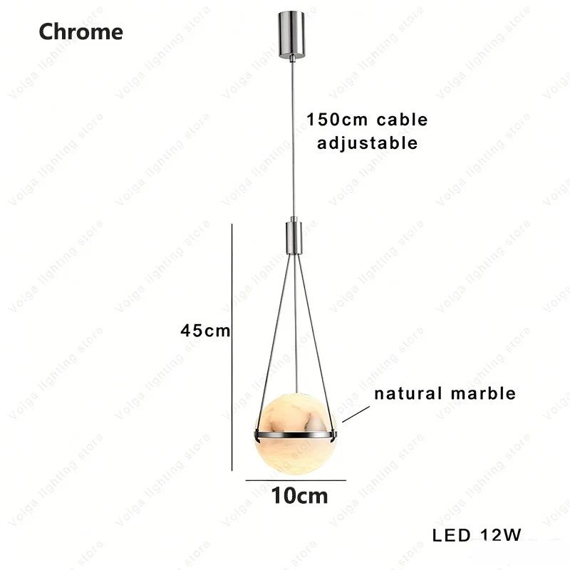 Elara Grove Natural Marble Pendant Light – Dimmable – product detail 10