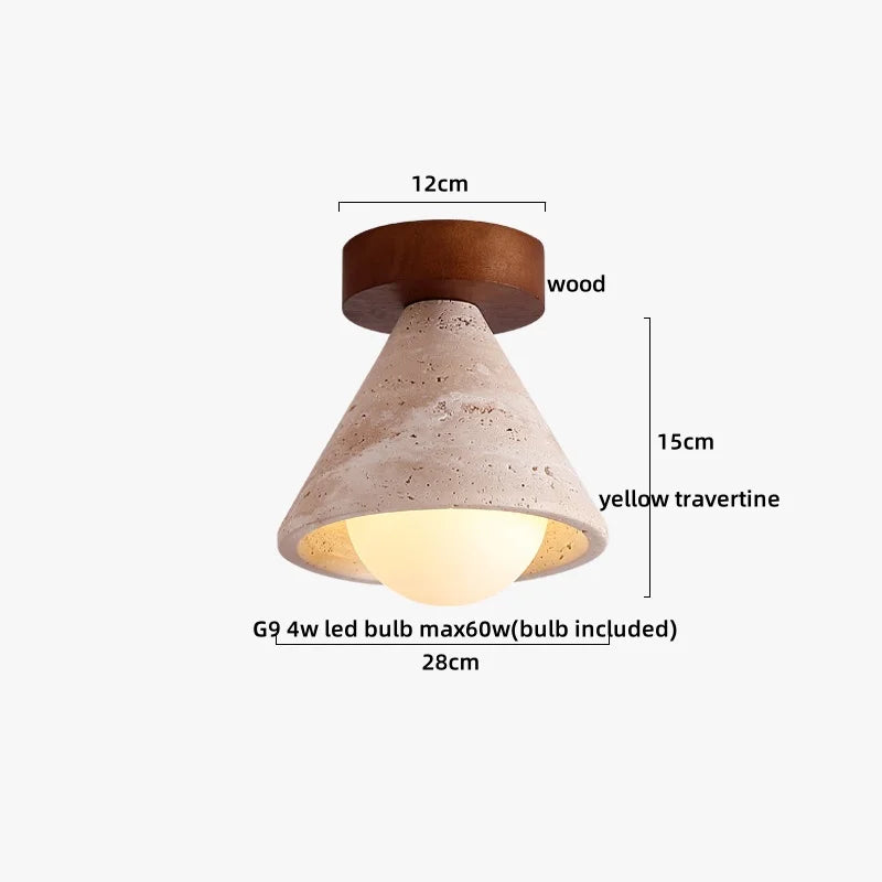 Ruelle Veil Globe Travertine Ceiling Light