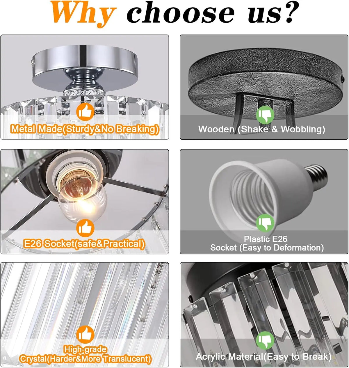Orlena Crystal Flush Mount Ceiling Light for Bedroom – detail view 6