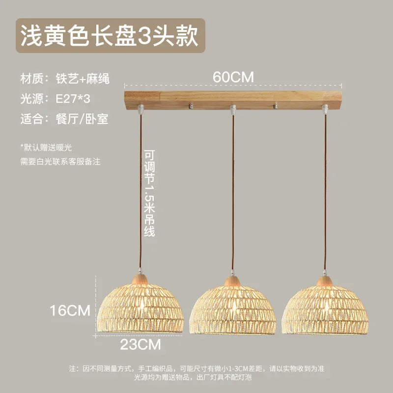 Quintara Wabi-Sabi Rattan Rope Pendant Light for Restaurant – Wood