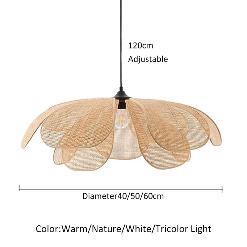 Liora Petal-Shaped Rattan Pendant Light for Tea Room – 3-Color