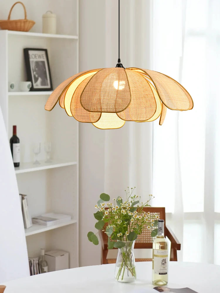 Rattan & Wood Chandelier – Wabi-Sabi Japanese for Dining Room, Bedroom, Living Room | Maris Orbit by Evenlyr