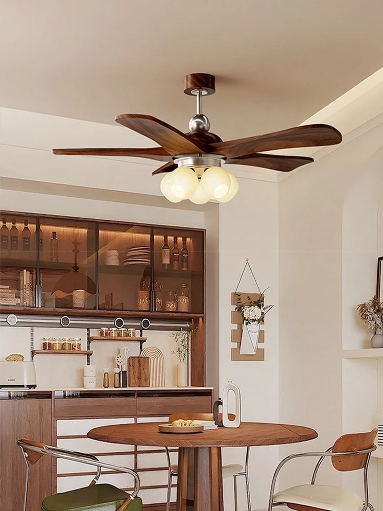 Kensley Straight-Blade Ceiling Fan with Light for Living Room – Mid-Century