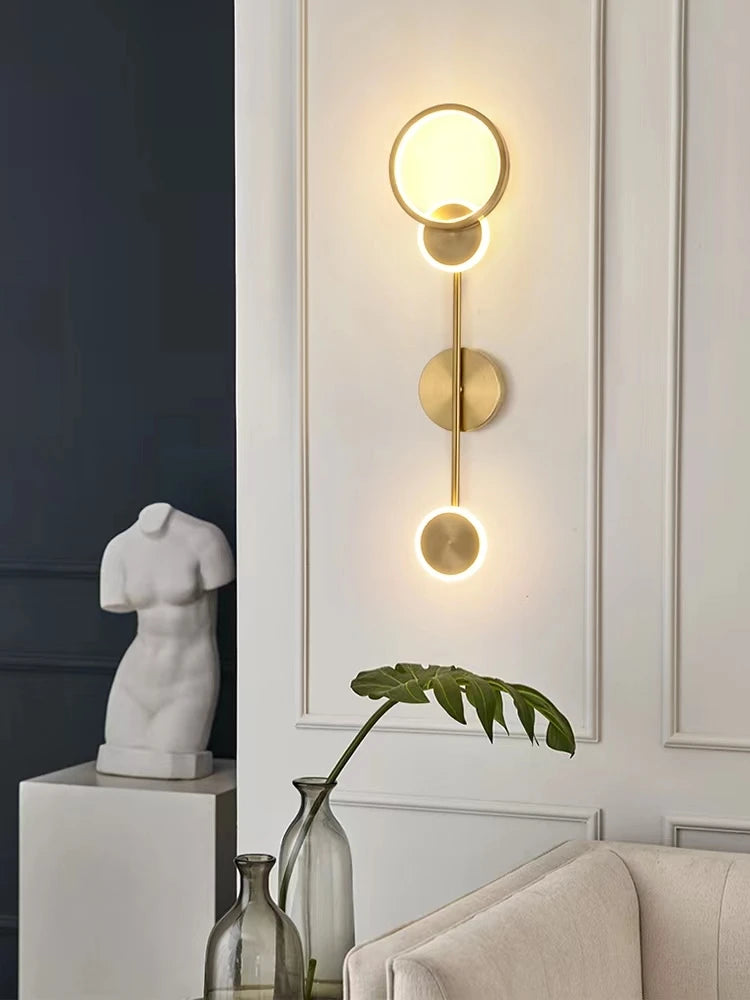 ASANZUO Modern LED Wall Light Brass Lighting fixture Nordic Restaurant kitchen Bedroom Living Background wall sconce Decor lamps