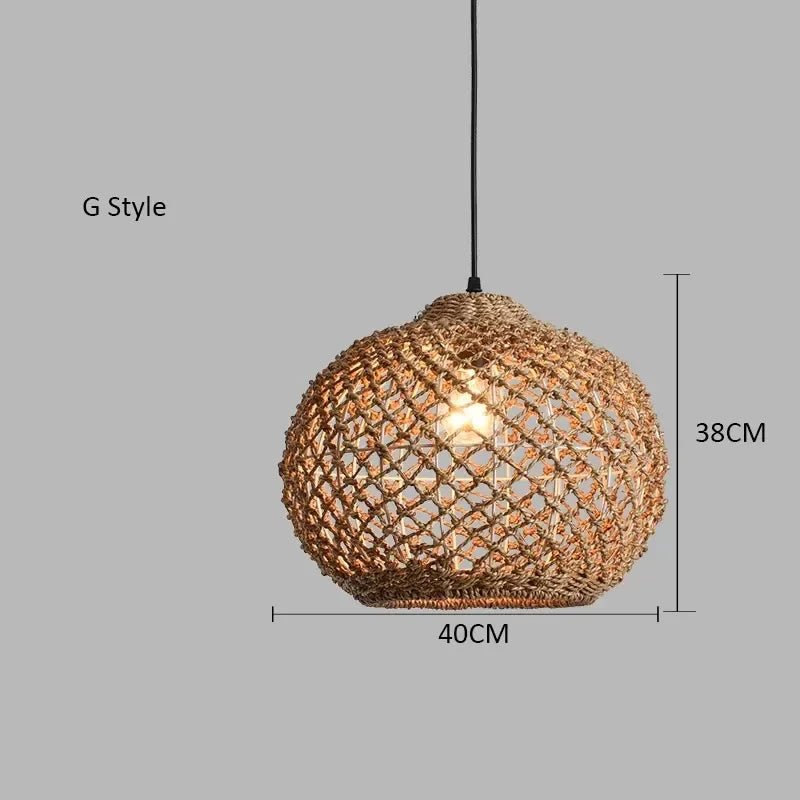 Caspian Lantern Rattan Pendant Light for Dining Room – Bamboo